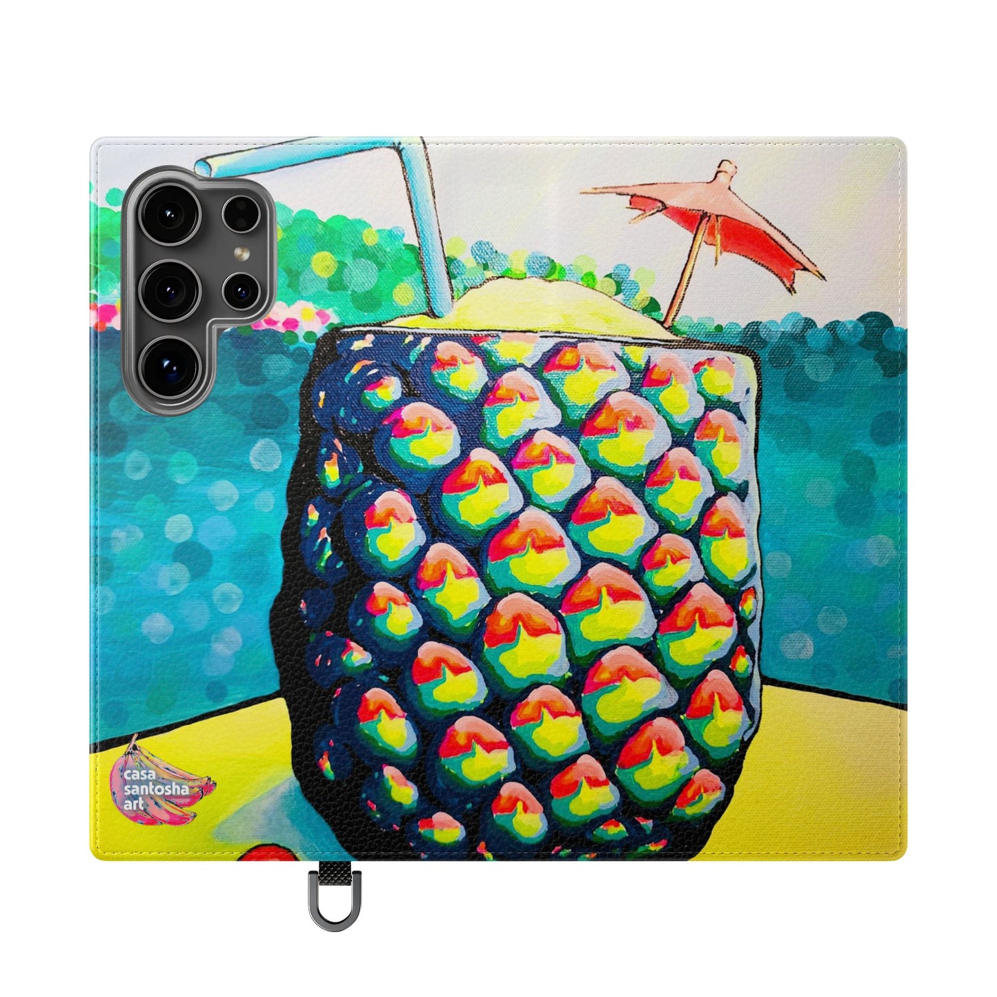 Neon Piña Colada Flip Phone Case – Wallet Cover with Card Slots