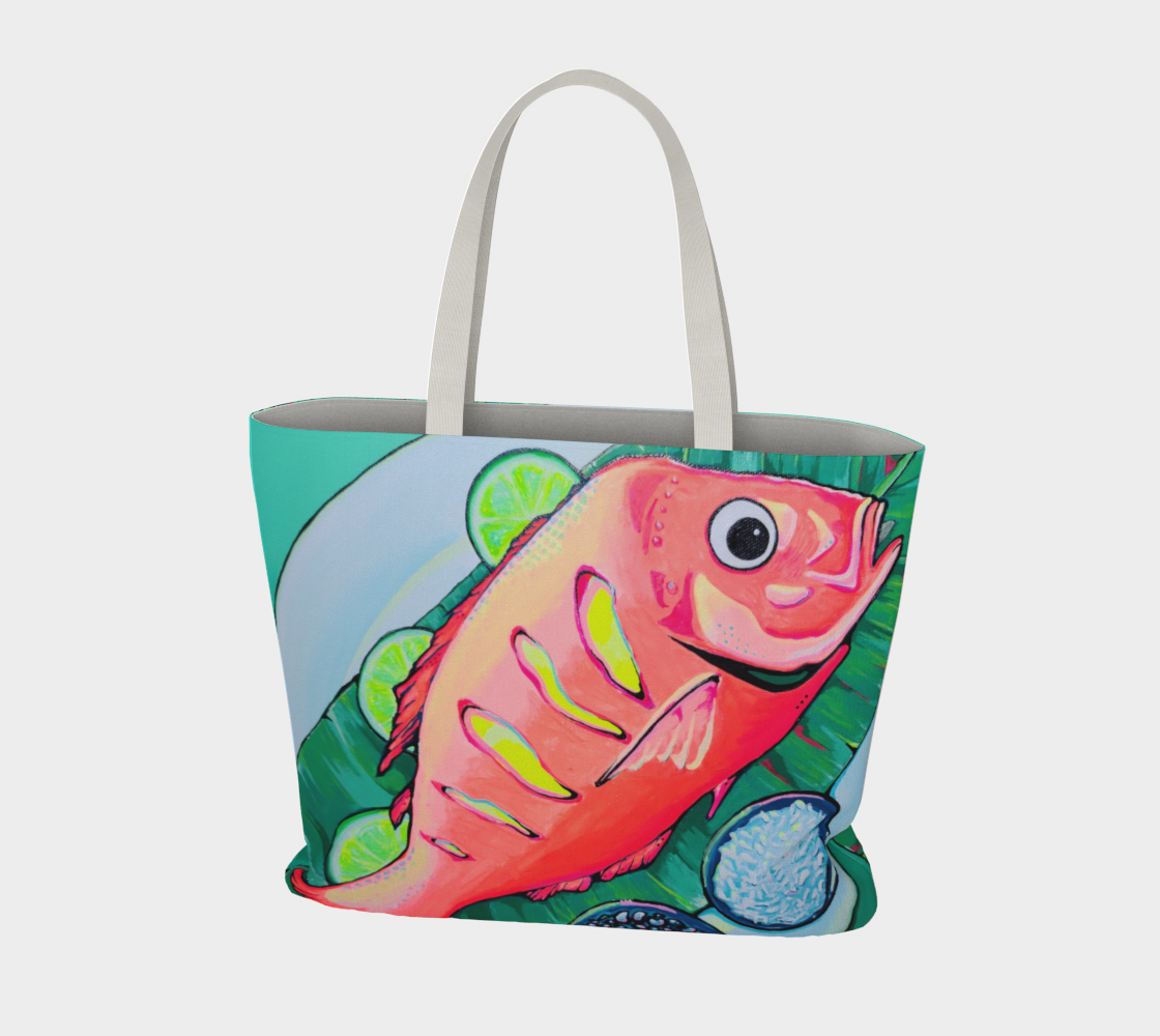Neon Fried Fish Market Tote