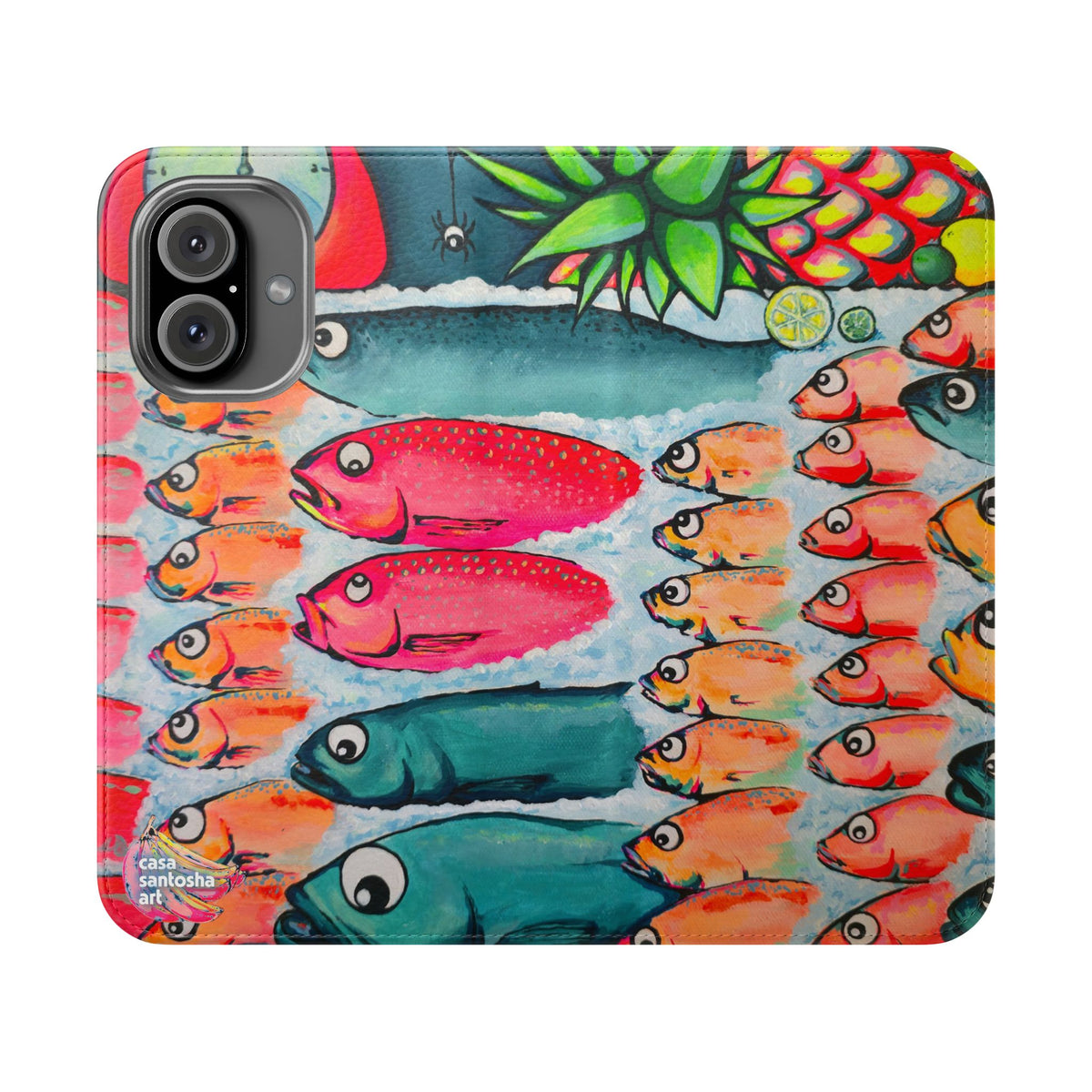 Neon Cabo Fish Market Flip Phone Case – Wallet Cover with Card Slots