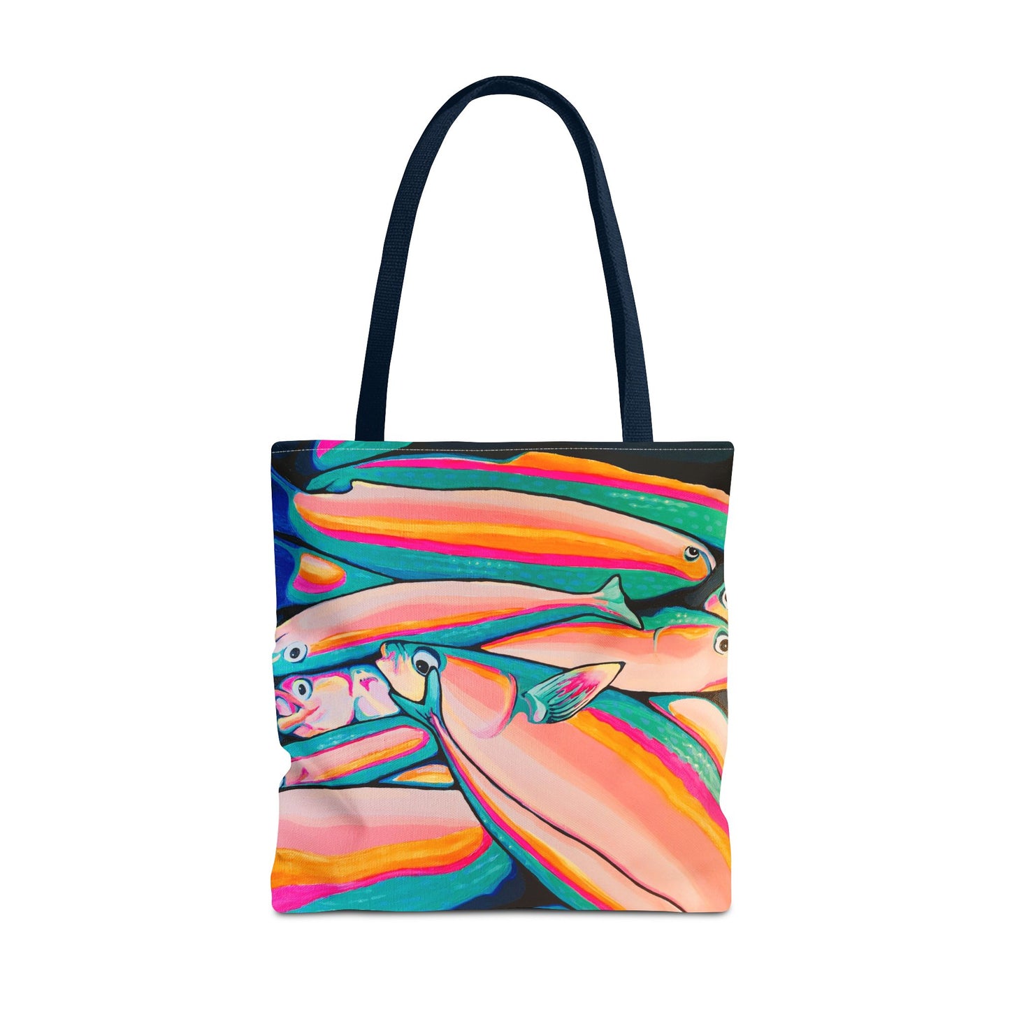 Premium Neon Fish Tote Bag, Original Artist Design, Reusable Shopping Tote, Eco-Friendly