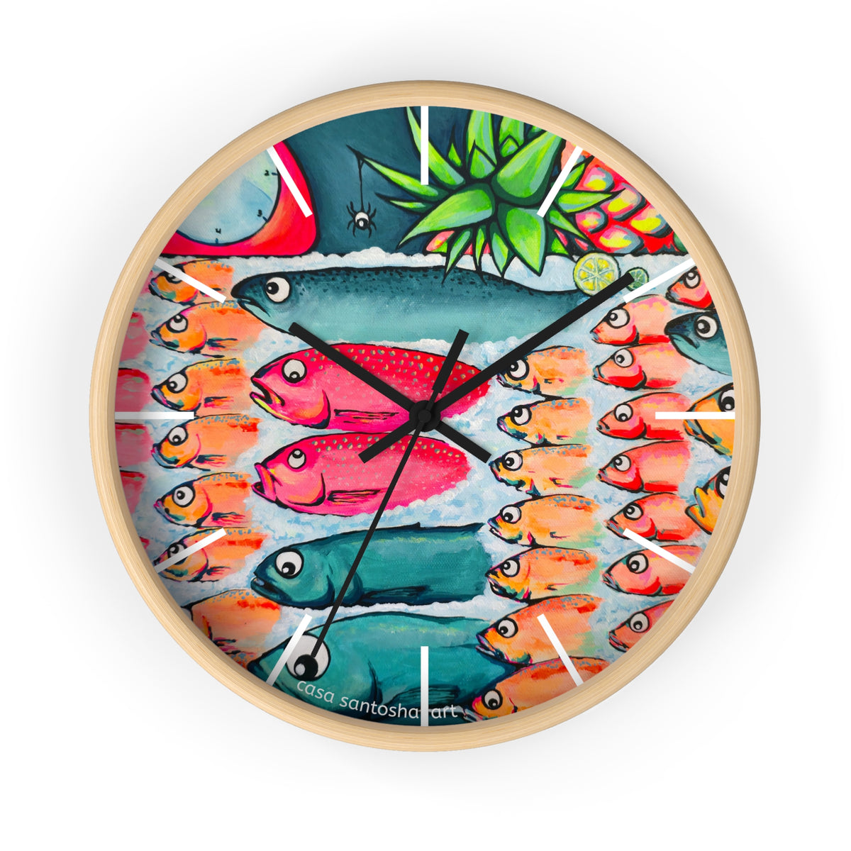 Neon Cabo Fish Market Pop Art Wall Clock