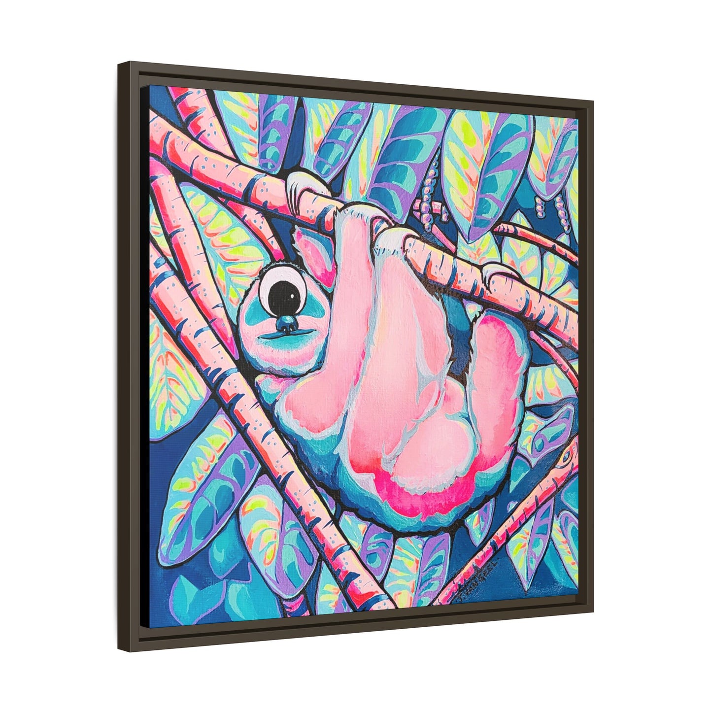 Framed Cyclops Sloth Canvas Print