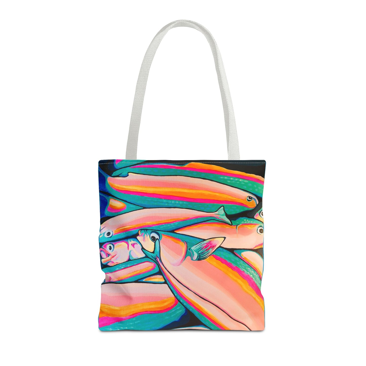 Premium Neon Fish Tote Bag, Original Artist Design, Reusable Shopping Tote, Eco-Friendly