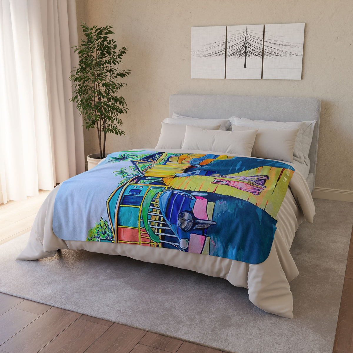 Cyclops Cat and Dog in Bocas Fleece Sherpa Blanket