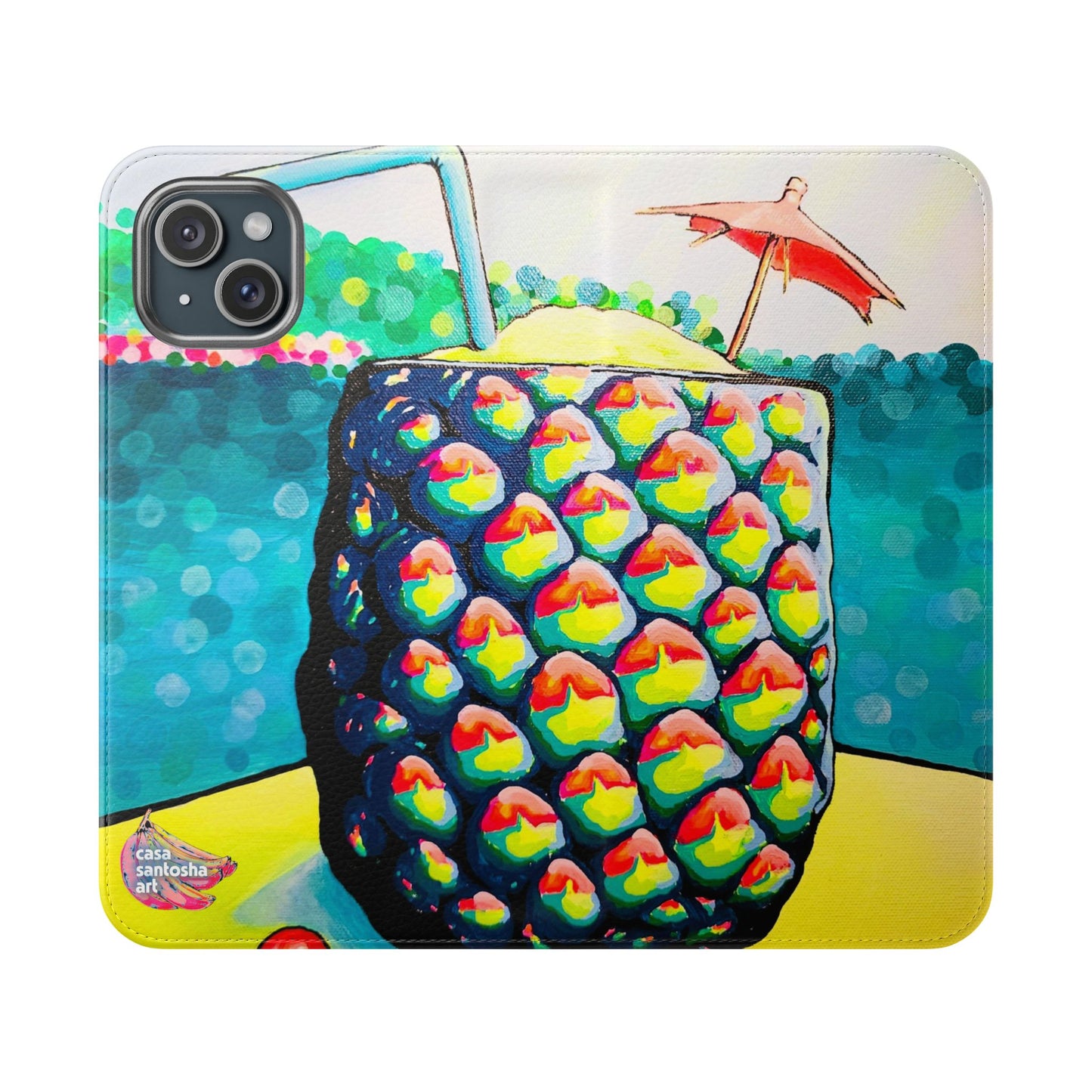 Neon Piña Colada Flip Phone Case – Wallet Cover with Card Slots