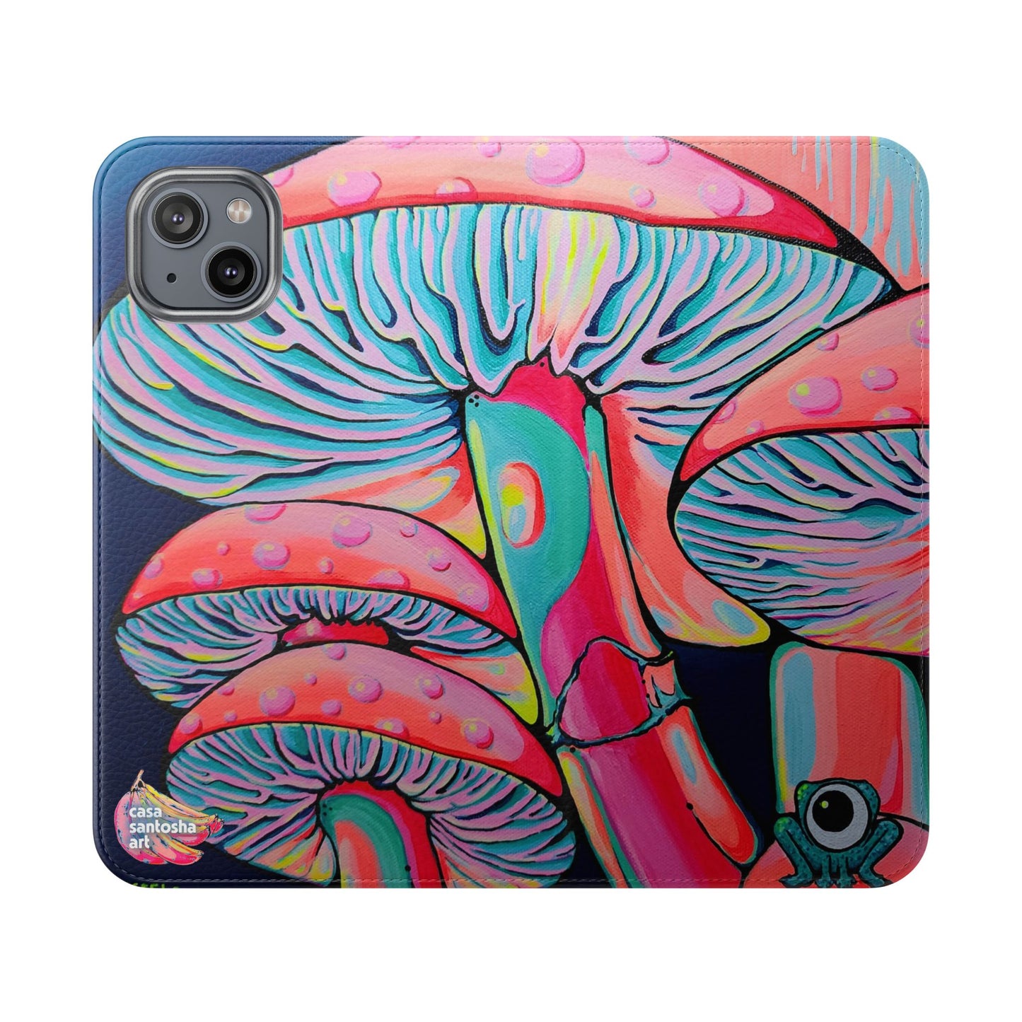 Trippy Mushrooms Flip Phone Case – Wallet Cover with Card Slots