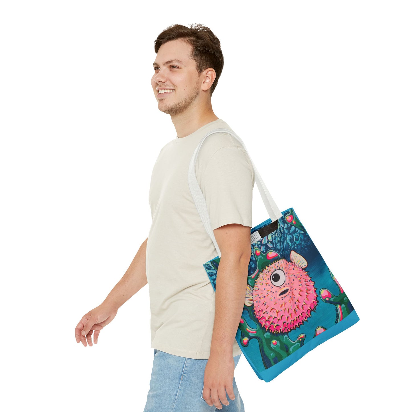 Premium Cyclops Pufferfish Tote Bag, Original Artist Design, Reusable Shopping Tote, Eco-Friendly