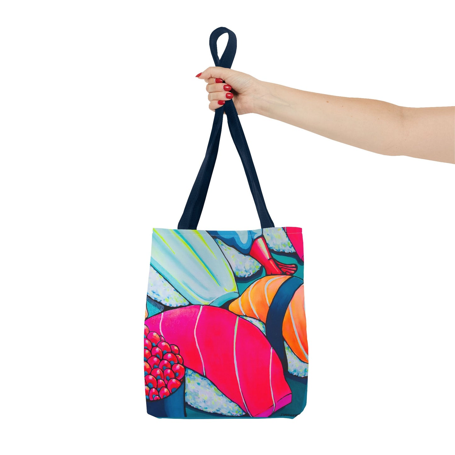 Sac fourre-tout Sushi Néon Premium, Design d'artiste original, Sac de courses réutilisable, Écologique