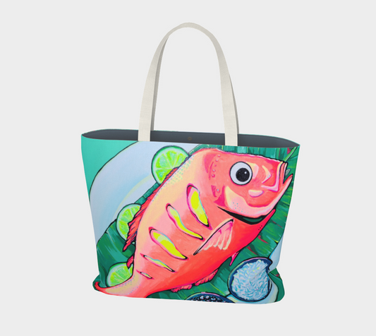 Neon Fried Fish Market Tote