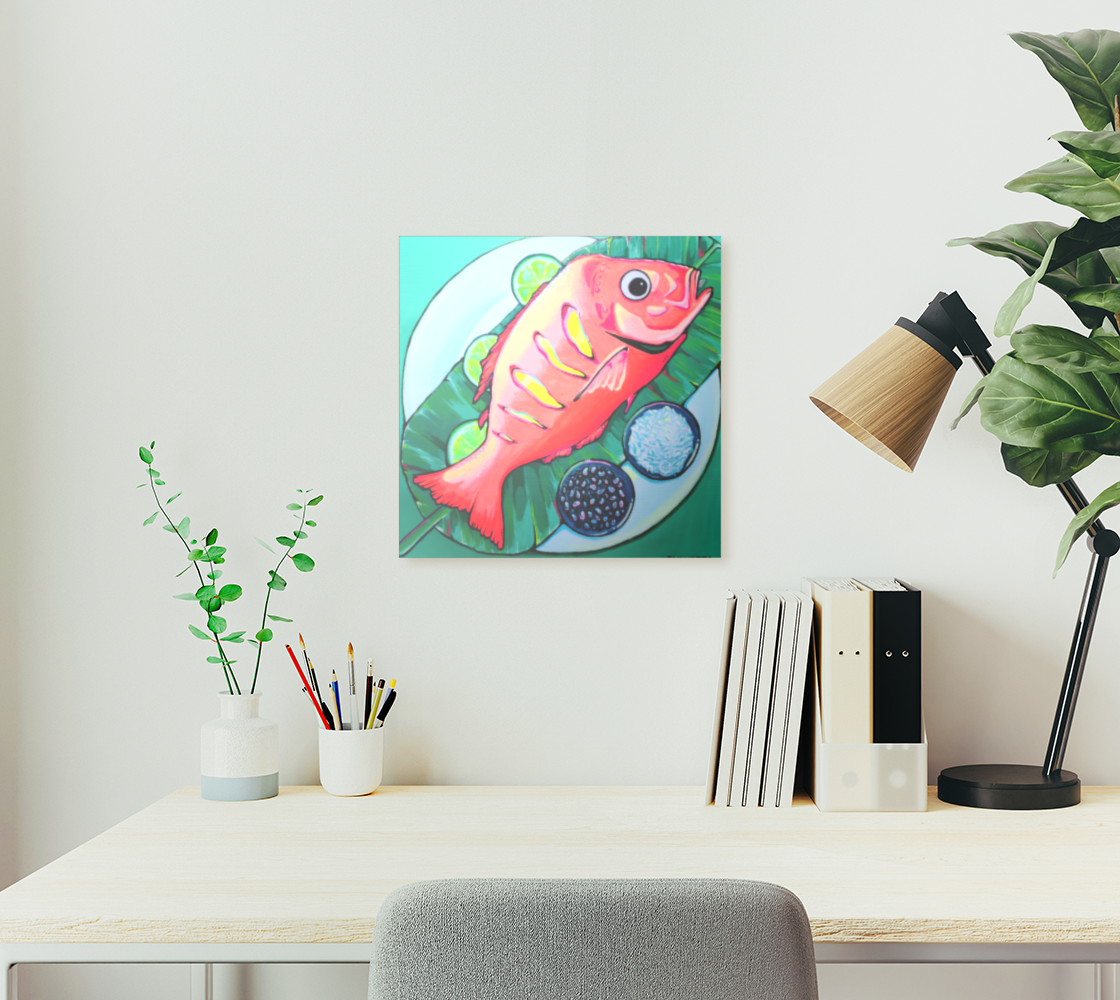 Neon Fried Fish Aluminum Wall Art