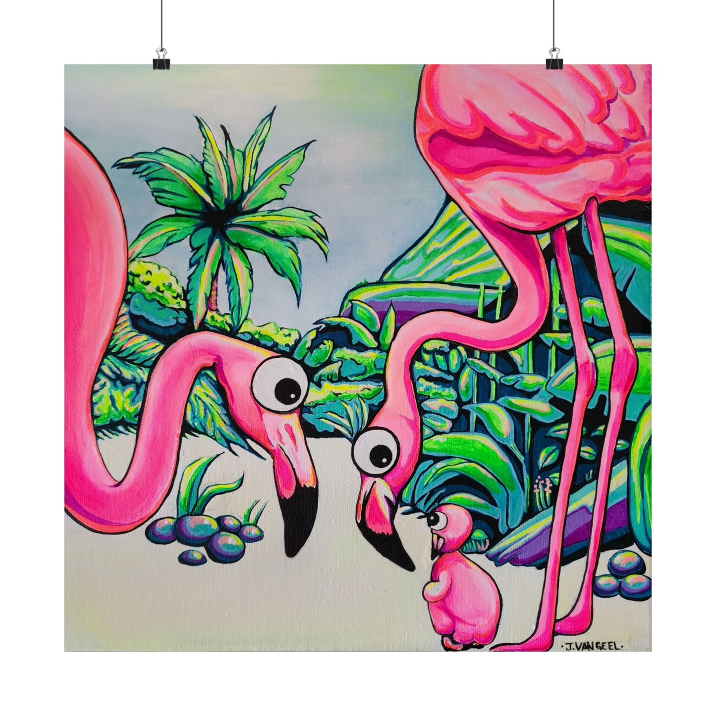Cyclops Flamingo Family Giclée Art Poster