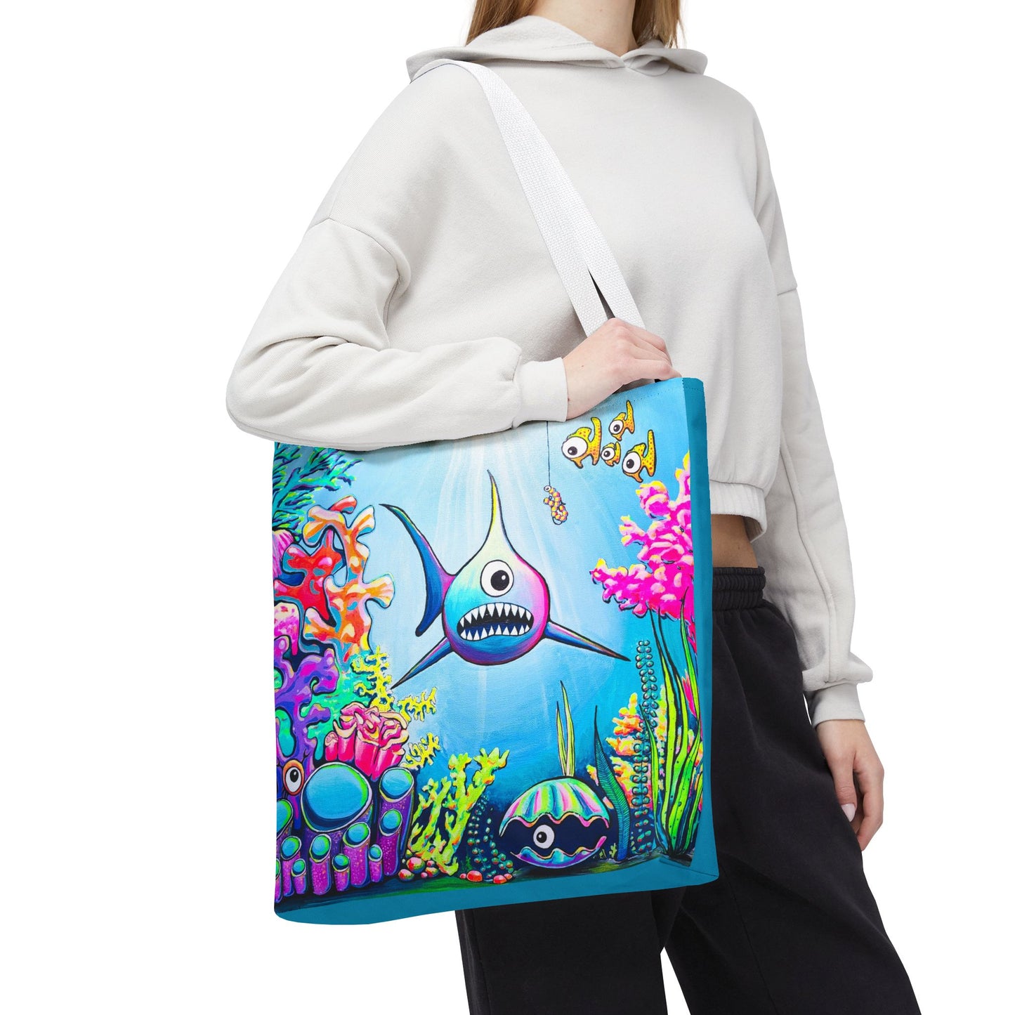Premium Cyclops Shark Tote Bag, Original Artist Design, Reusable Shopping Tote,  Eco-Friendly