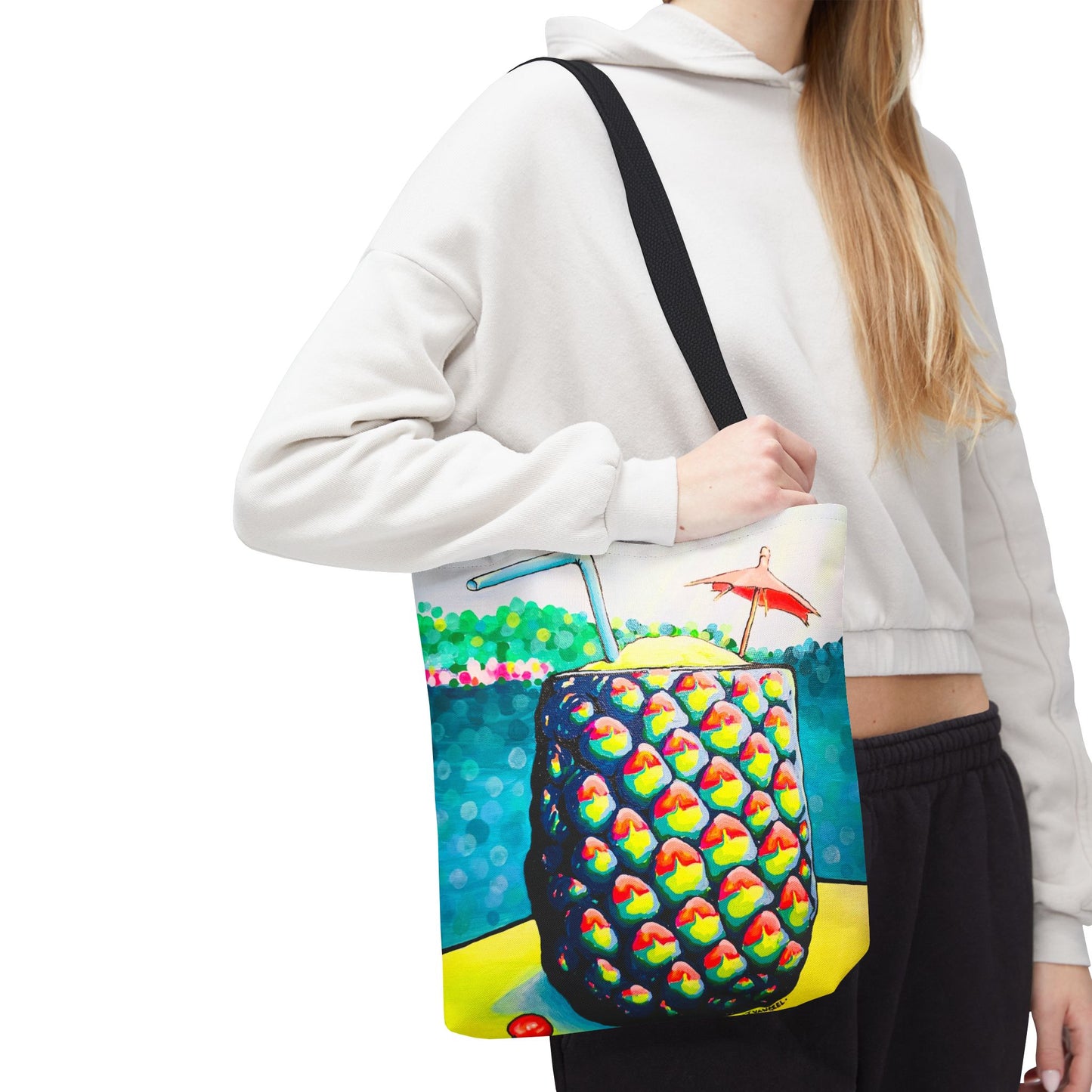 Premium Neon Piña Colada Tote Bag, Original Artist Design, Reusable Shopping Tote,  Eco-Friendly