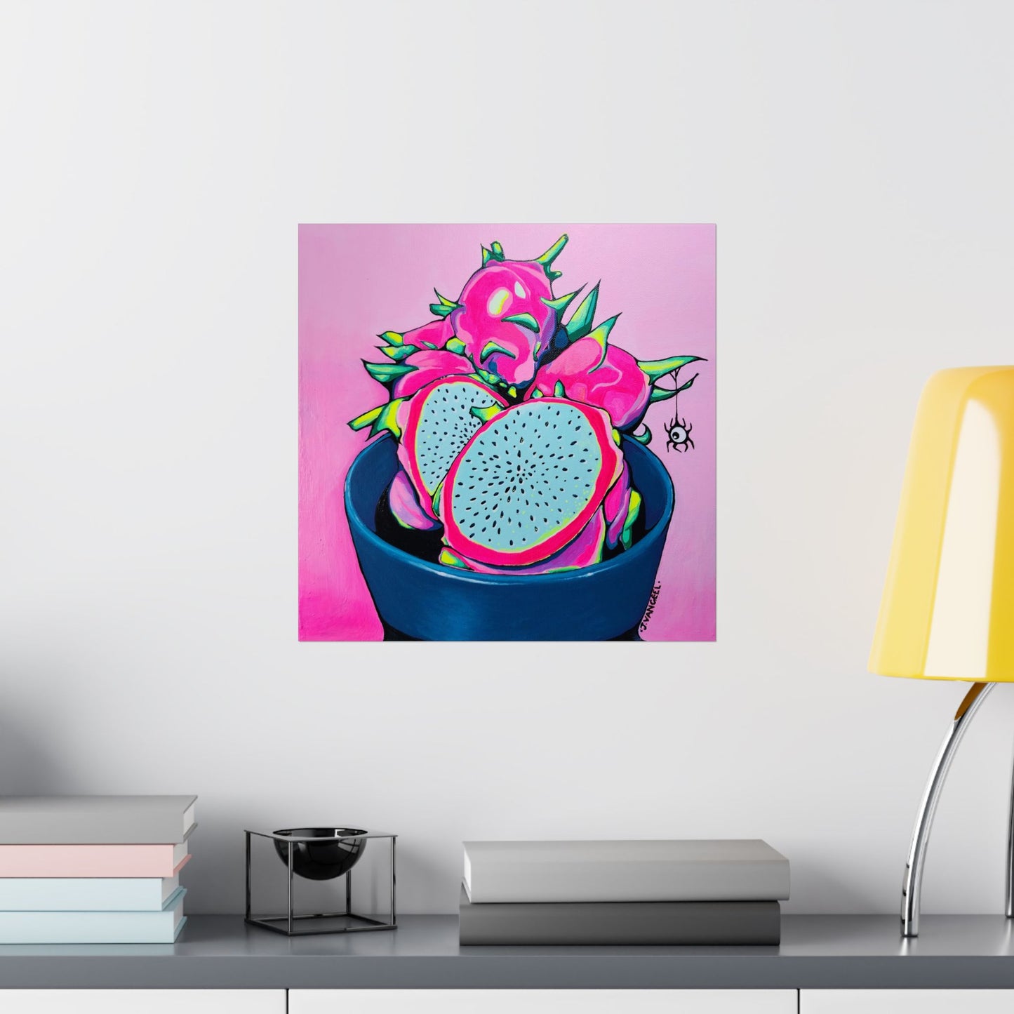 Neon Pink Dragon Fruit Giclée Art Poster