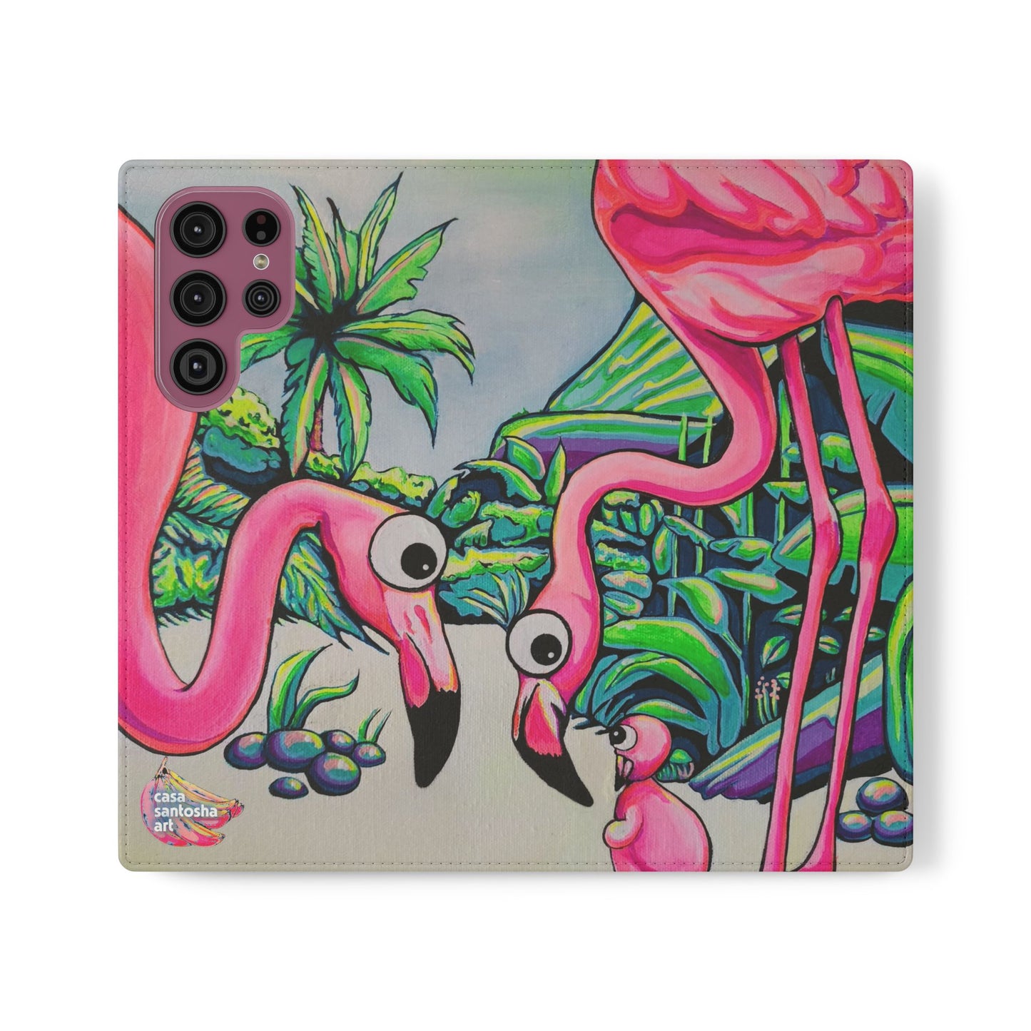 Cyclops Flamingo Family Flip Phone Case – Wallet Cover with Card Slots