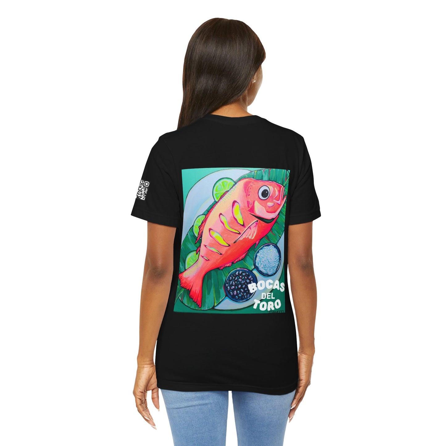 T-shirt unisexe néon à motif poisson frit