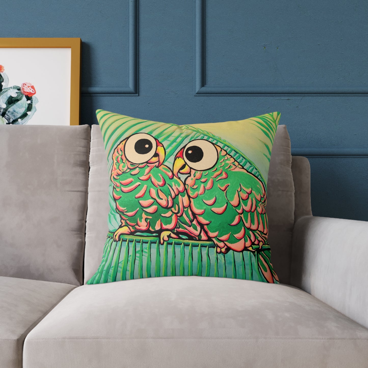 Chatty Cyclops Parrots Art Canvas Decorative Pillow