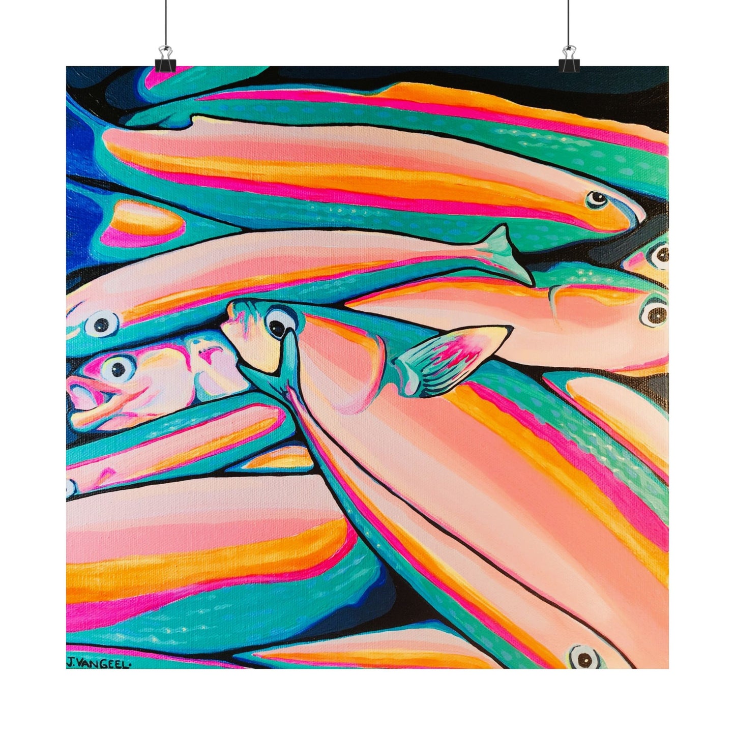 Neon Fish Giclée Art Poster