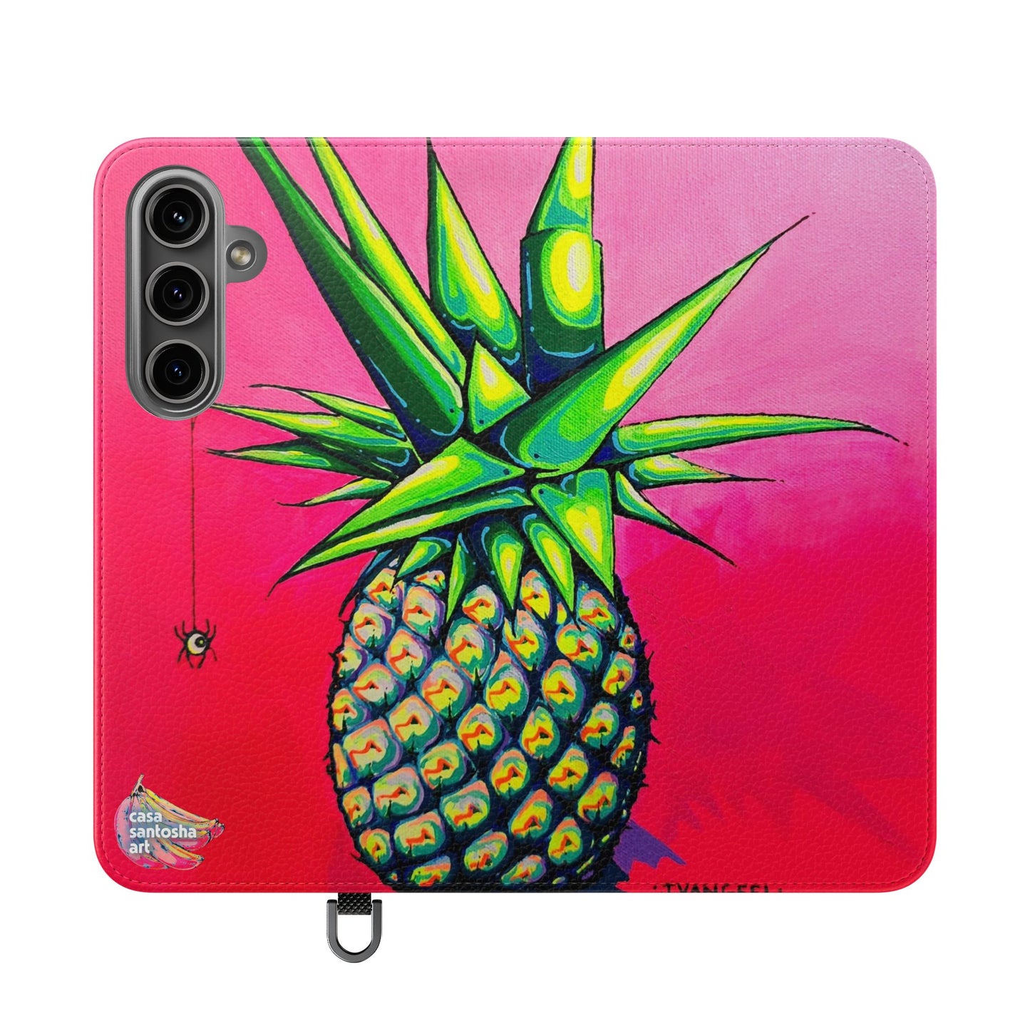 Neon Pineapple Flip Phone Case – Wallet Cover with Card Slots