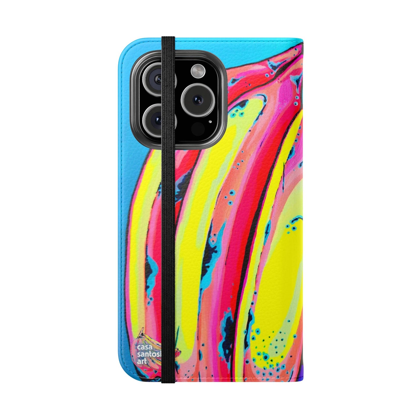 Neon Fat Bananas Flip Phone Case – Wallet Cover with Card Slots