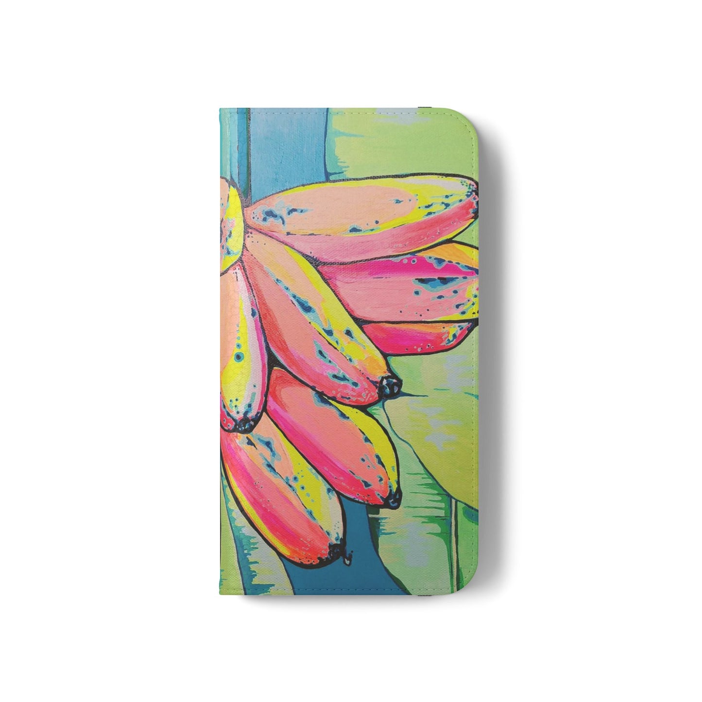 Neon Primitivo Bananas Flip Phone Case – Wallet Cover with Card Slots