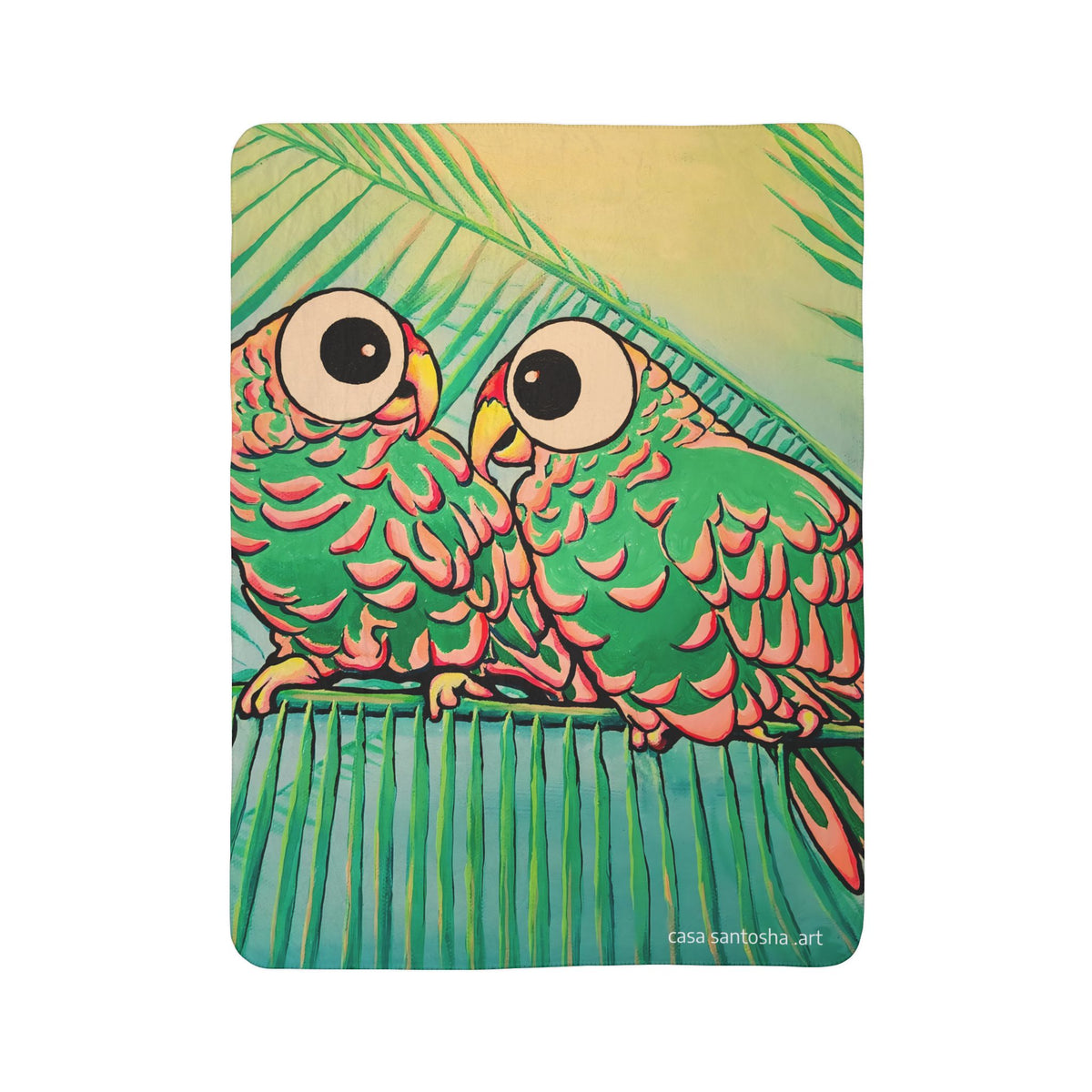 Chatty Cyclops Parrots Fleece Sherpa Blanket