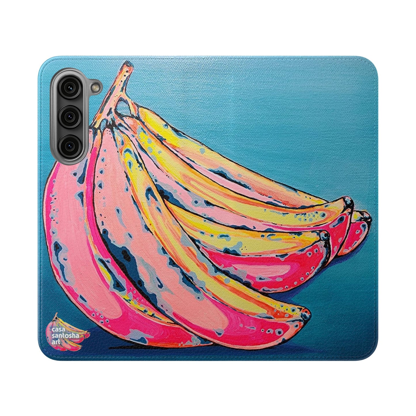 Neon Bananas Flip Phone Case – Wallet Cover with Card Slots
