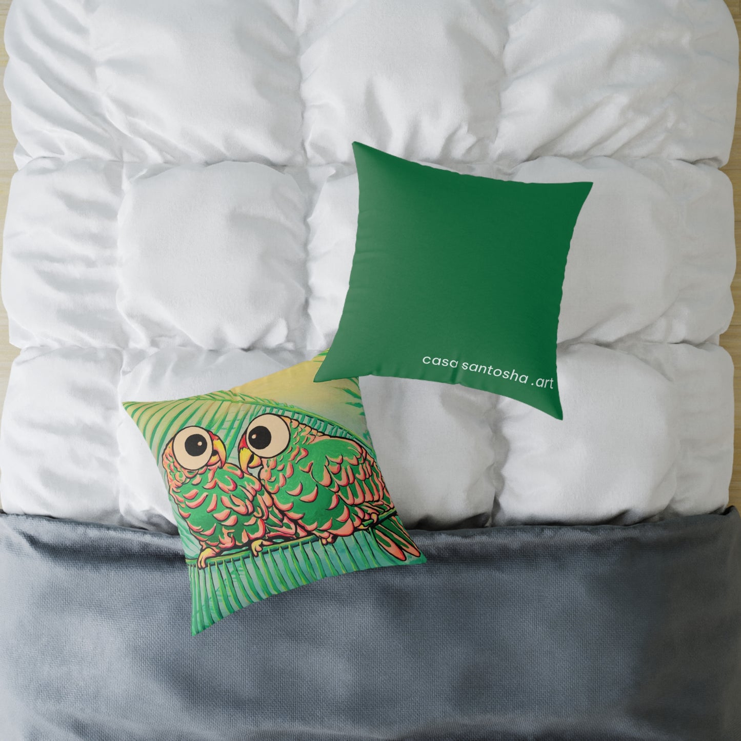 Chatty Cyclops Parrots Art Canvas Decorative Pillow