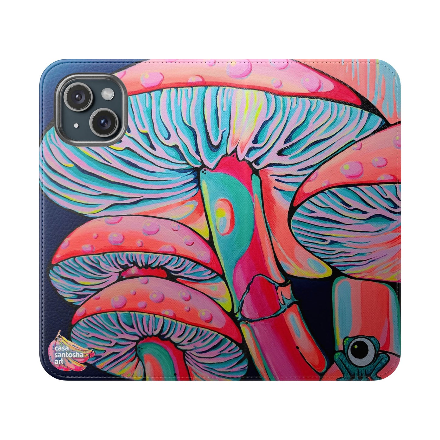 Trippy Mushrooms Flip Phone Case – Wallet Cover with Card Slots