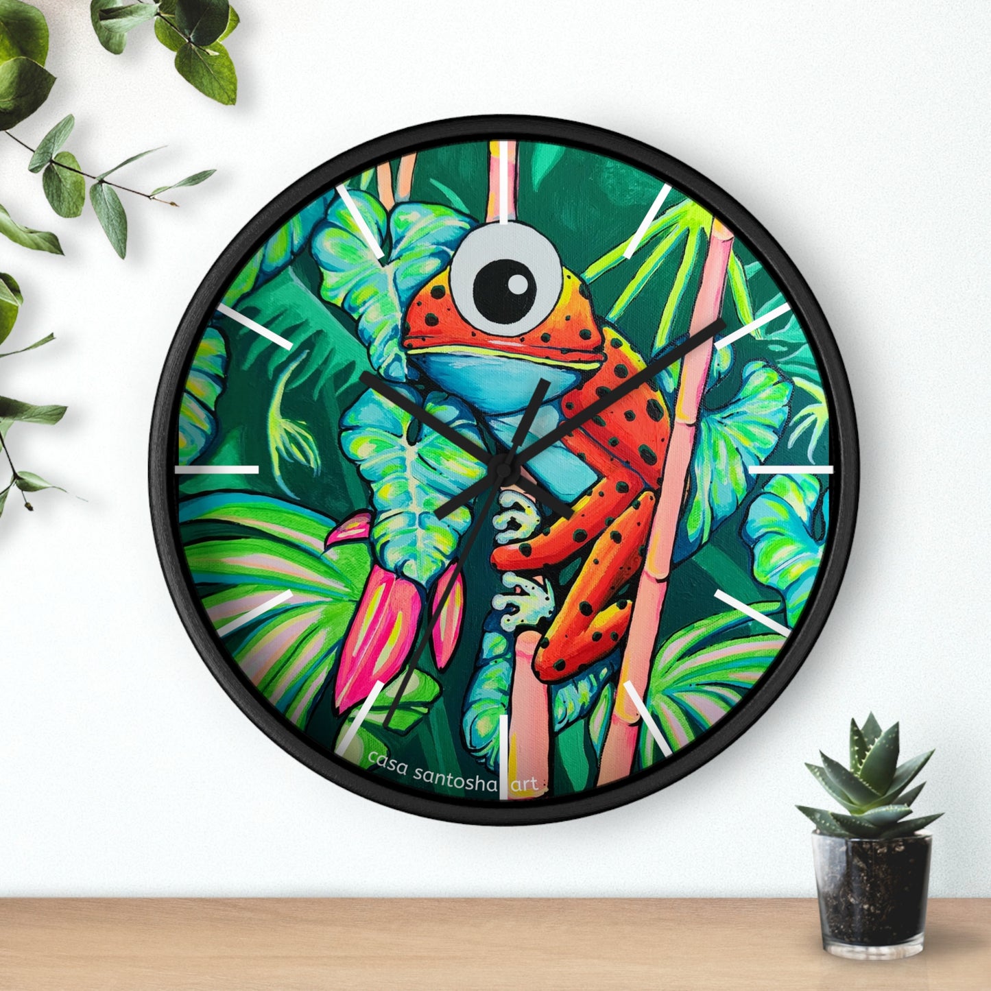 Cyclops Red Frog Pop Art Wall Clock