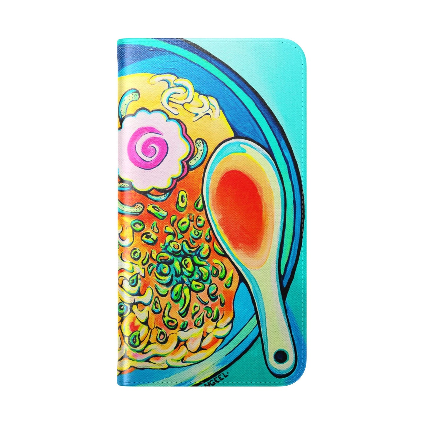 Neon Ramen Flip Phone Case – Wallet Cover with Card Slots