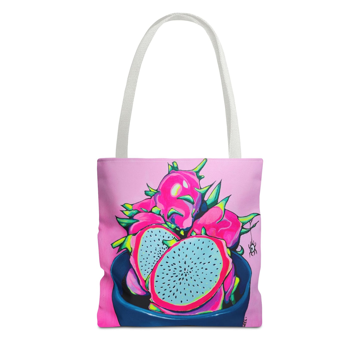 Premium Neon Pink Dragon Fruit Tote Bag, Original Artist Design, Reusable Shopping Tote, Eco-Friendly