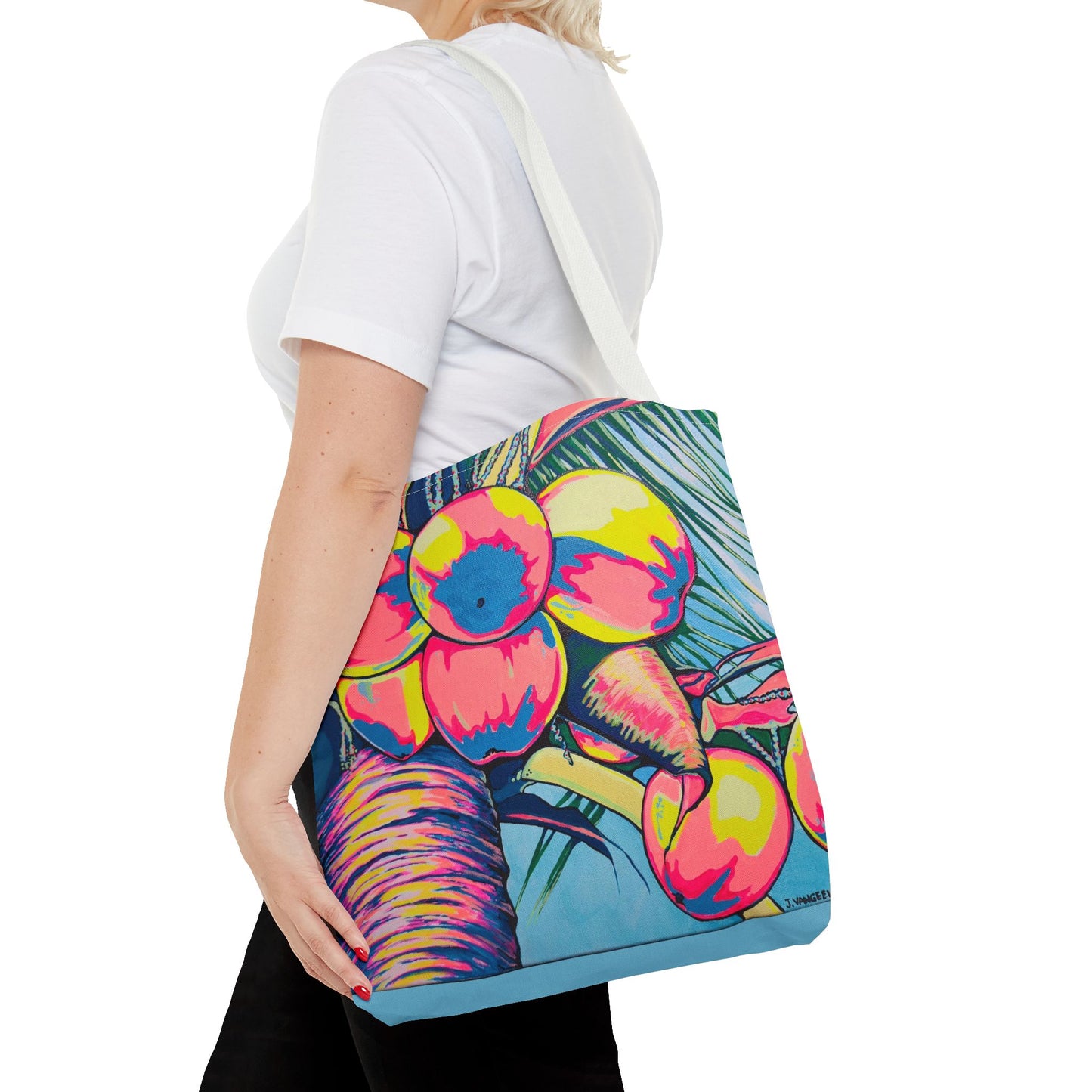 Premium Neon Coconuts Tote Bag, Original Artist Design, Reusable Shopping Tote, Eco-Friendly