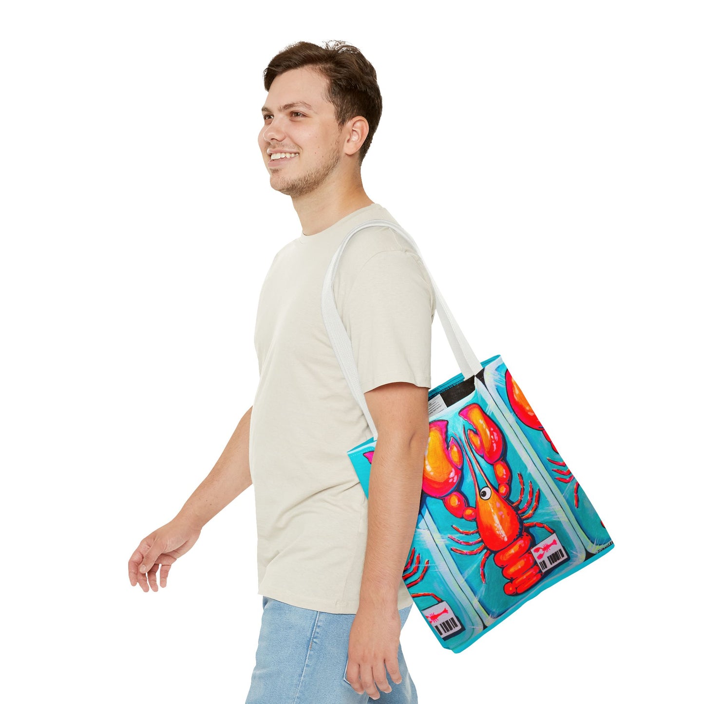 Premium Neon Lobster Tote Bag, Original Artist Design, Reusable Shopping Tote,  Eco-Friendly