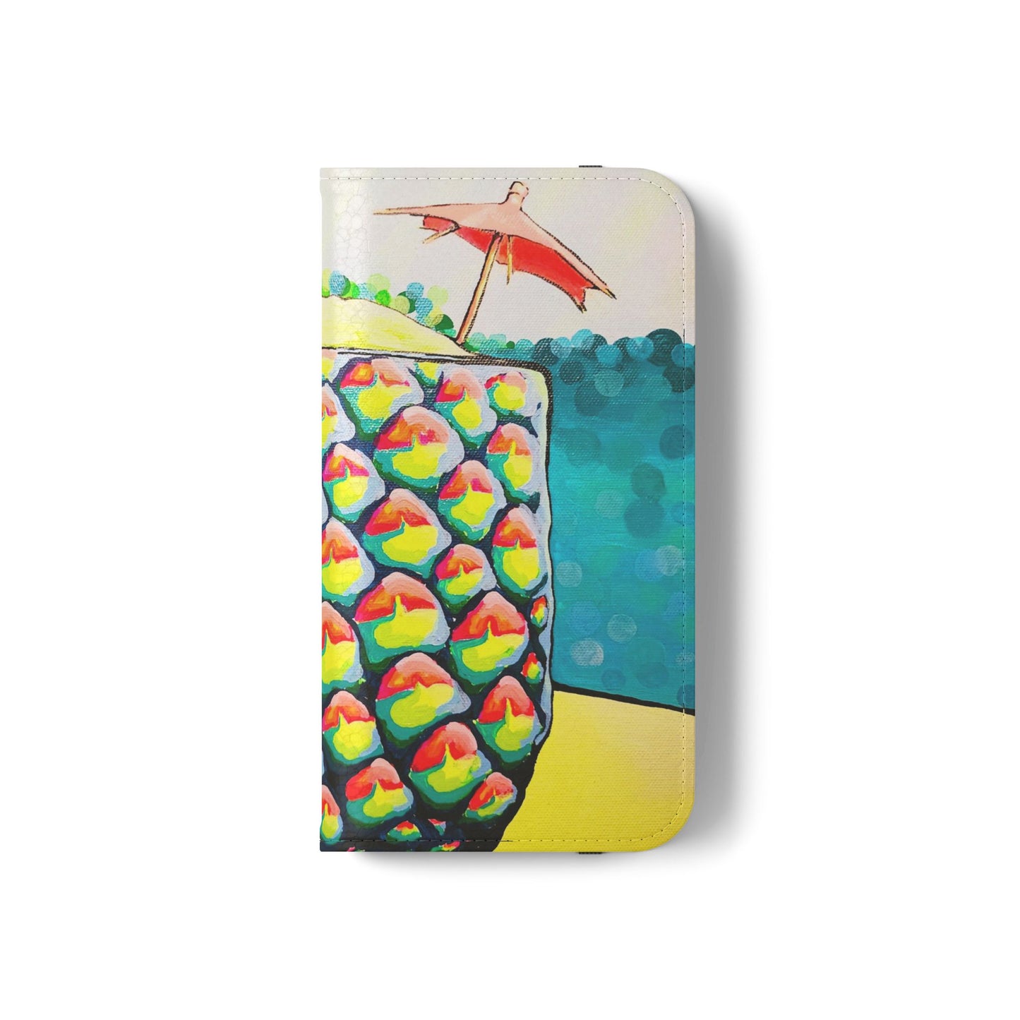Neon Piña Colada Flip Phone Case – Wallet Cover with Card Slots