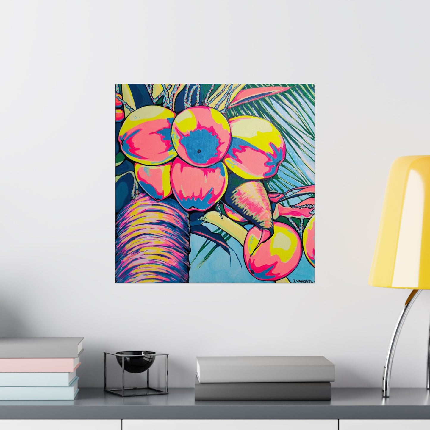 Neon Coconuts Giclée Art Poster