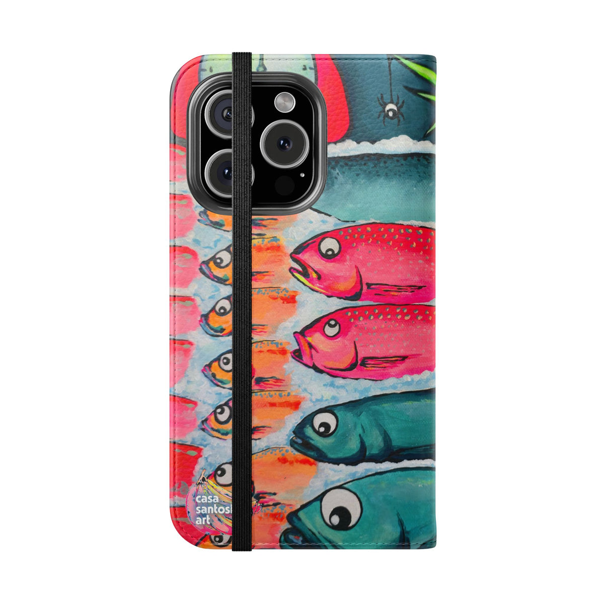 Neon Cabo Fish Market Flip Phone Case – Wallet Cover with Card Slots
