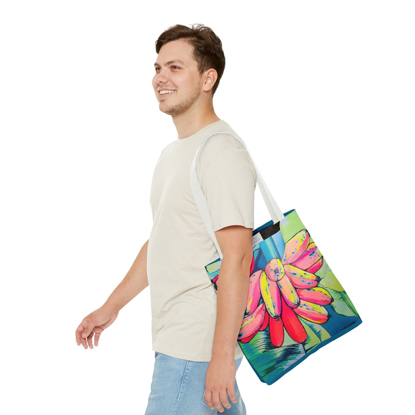 Premium Neon Primitivo Bananas Tote Bag, Original Artist Design, Reusable Shopping Tote, Eco-Friendly