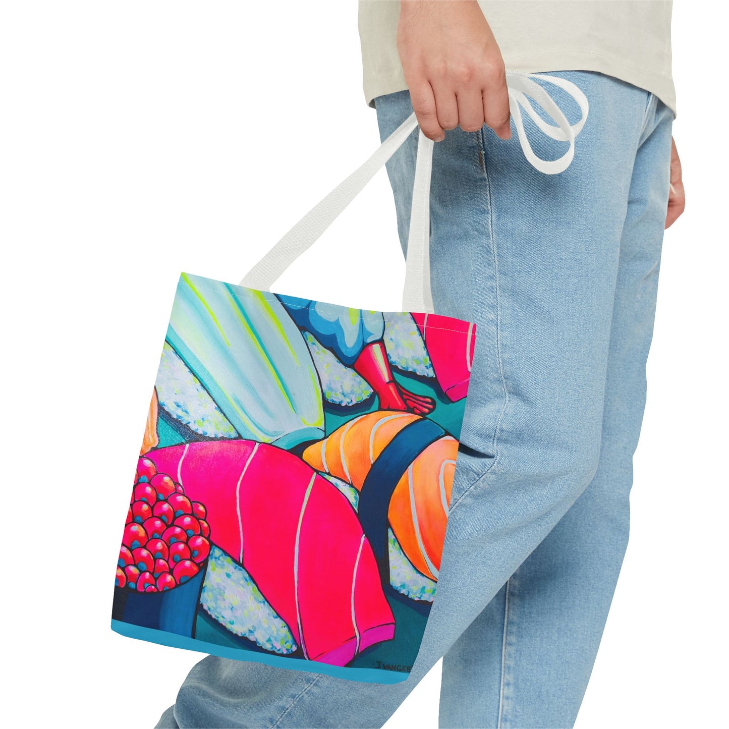 Premium Neon Sushi Tote Bag, Original Artist Design, Reusable Shopping Tote, Eco-Friendly