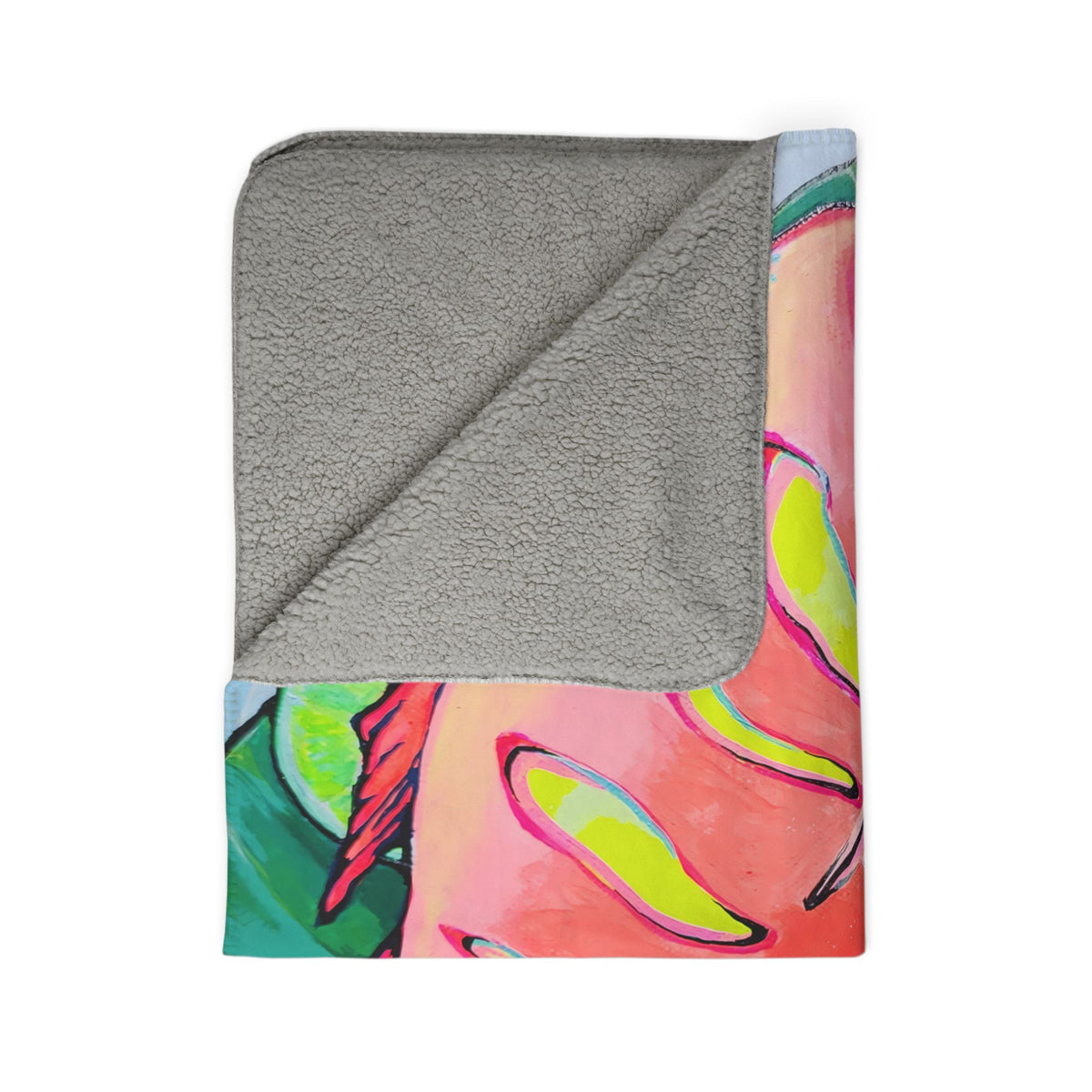 Neon Fried Fish Fleece Sherpa Blanket