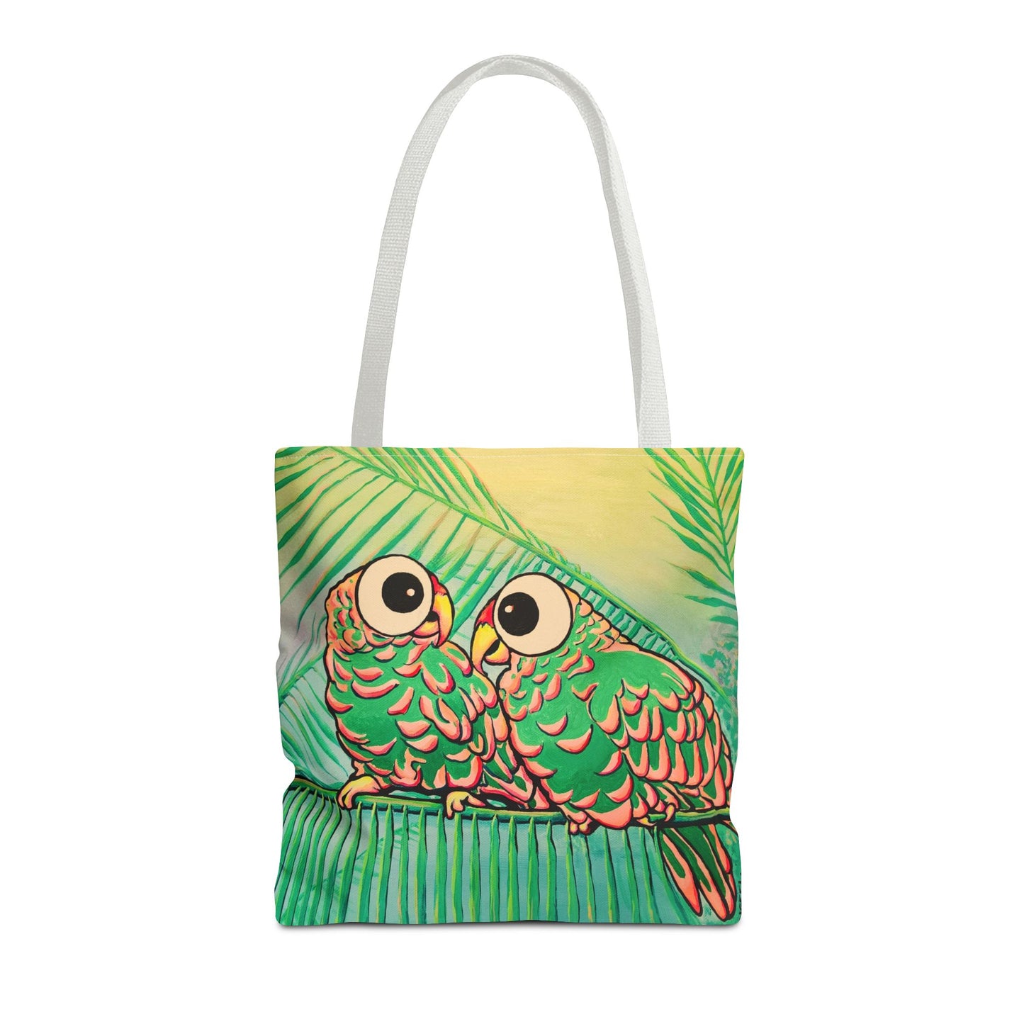 Premium Chatty Cyclops Parrots Tote Bag, Original Artist Design, Reusable Shopping Tote,  Eco-Friendly