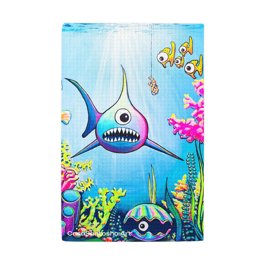 Cyclops Shark Waffle Weave Kitchen Hand Towel