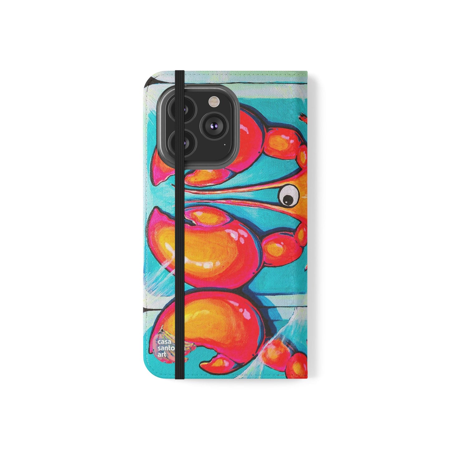 Neon Lobster Flip Phone Case – Wallet Cover with Card Slots