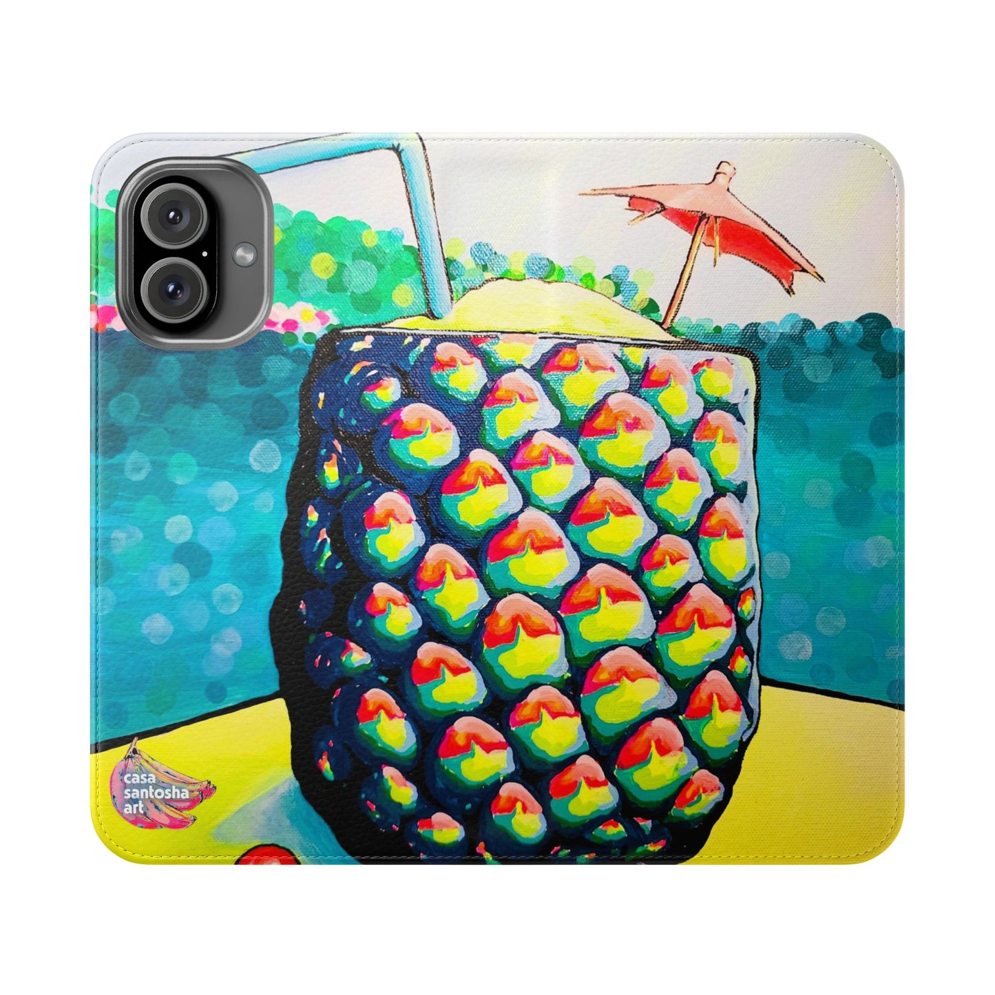 Neon Piña Colada Flip Phone Case – Wallet Cover with Card Slots