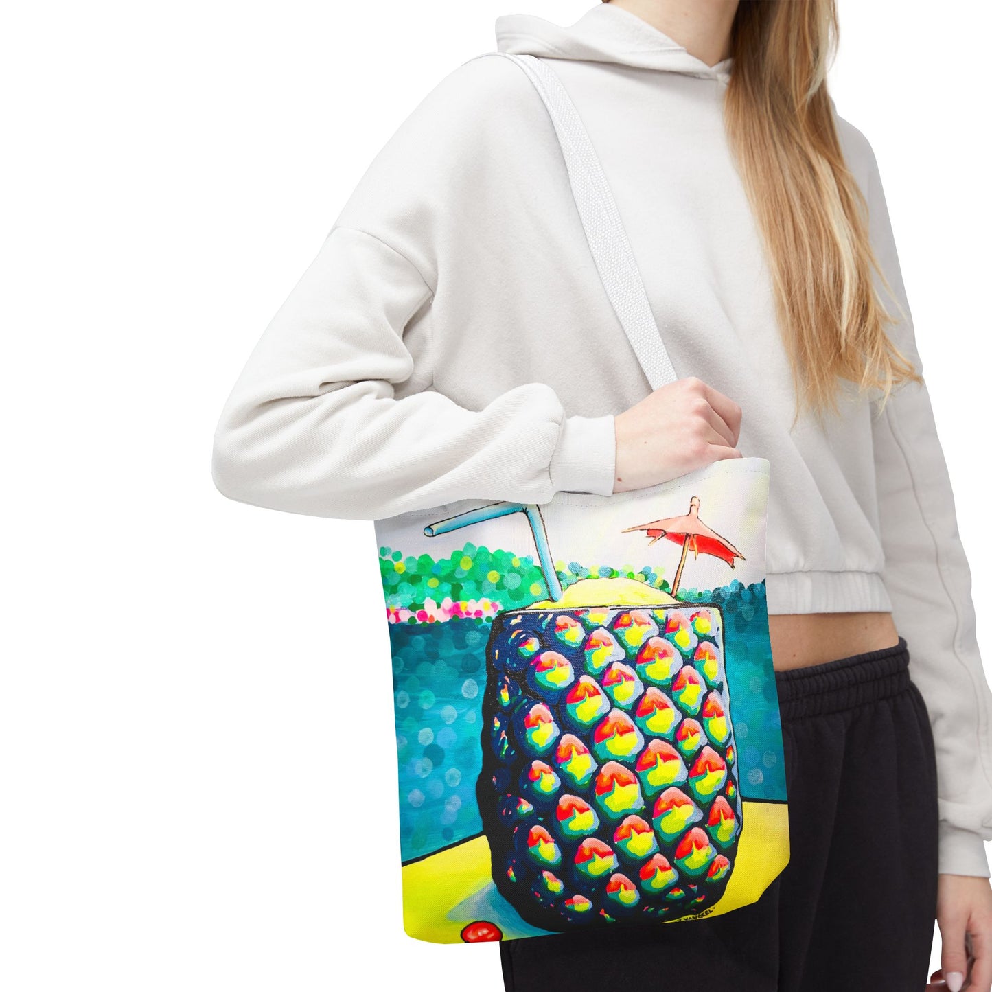 Premium Neon Piña Colada Tote Bag, Original Artist Design, Reusable Shopping Tote,  Eco-Friendly
