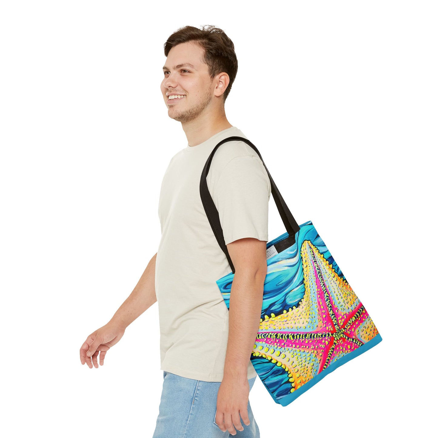 Premium Starfish Beach Bocas Tote Bag, Original Artist Design, Reusable Shopping Tote, Eco-Friendly