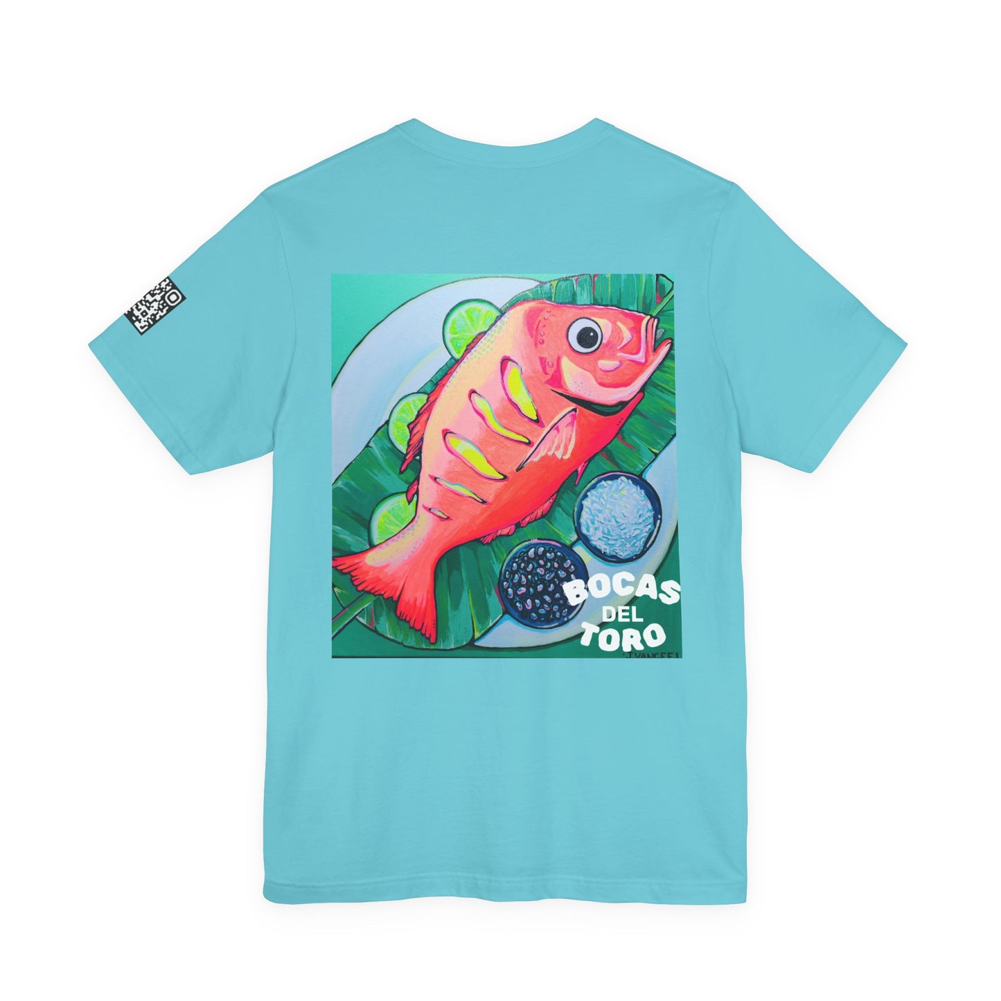 T-shirt unisexe néon à motif poisson frit