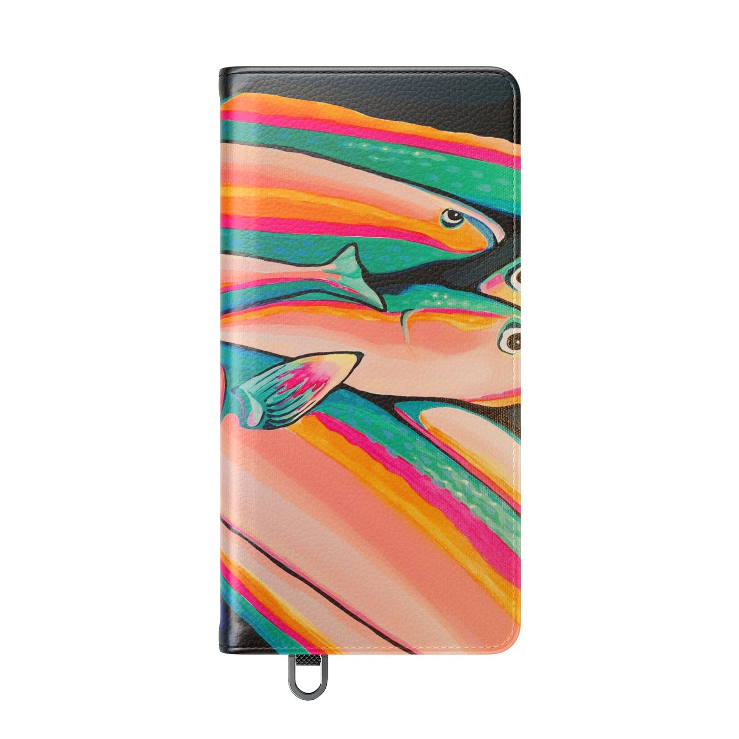 Neon Fish Flip Phone Case – Wallet Cover with Card Slots