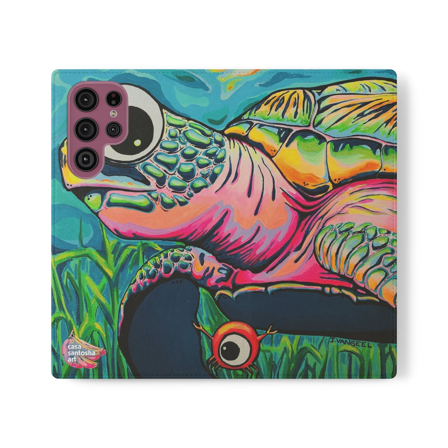 Cyclops Turtle Flip Phone Case – Wallet Cover with Card Slots