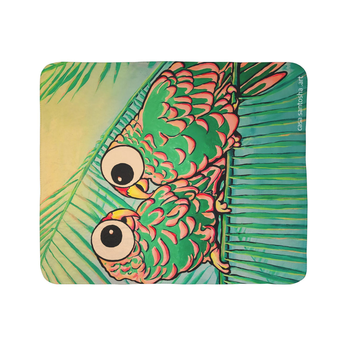 Chatty Cyclops Parrots Fleece Sherpa Blanket